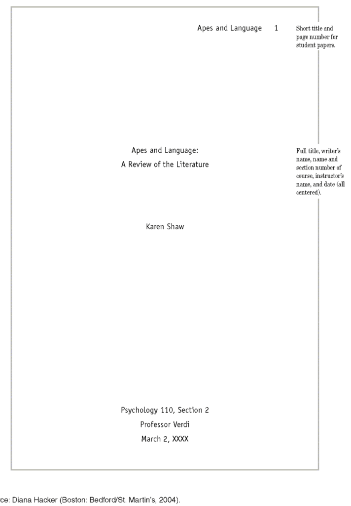 APA College essay format example 1