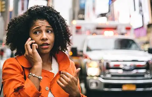 women talking on her phone