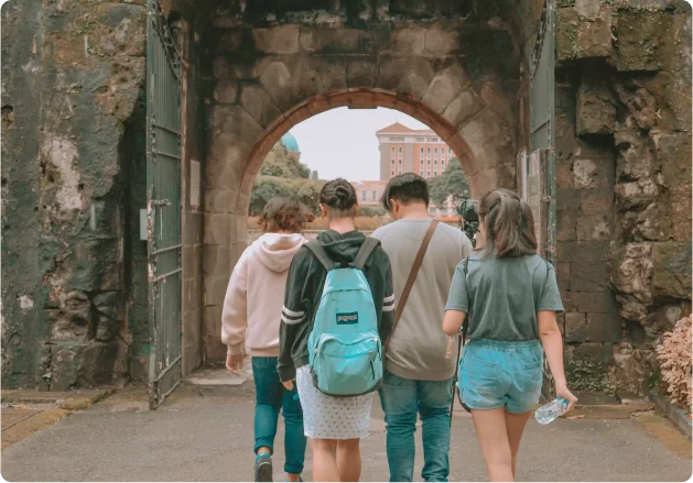 students walking