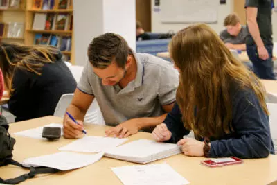 students in the tutoring center